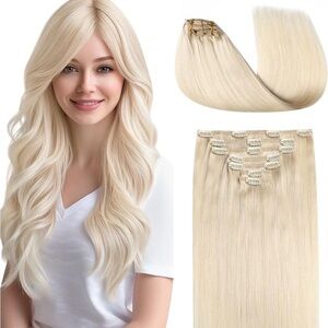 Human Hair Clip in Hair Extensions, Remy Hair Clip in Hair, 16inch 120g 7Pcs